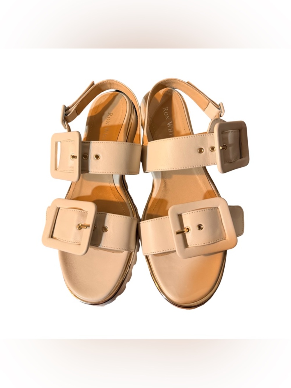 Ron White leather Callie Buckle Sport Sandal in White-size 40-luxury sandals